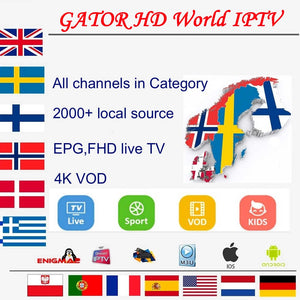 World IPTV Subscription 6700 Channels HD French Arabic Spain Portugal Dutch Greece Canada Europe IPTV M3u enigma2 Android TV box