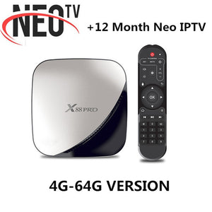 X88 pro Android 9.0 TV Box 4G 64G+1 Year NEO pro French IPTV Subscription 4K HDR Set Top Box USB 3.0 Support 3D Movie Ott TV Box