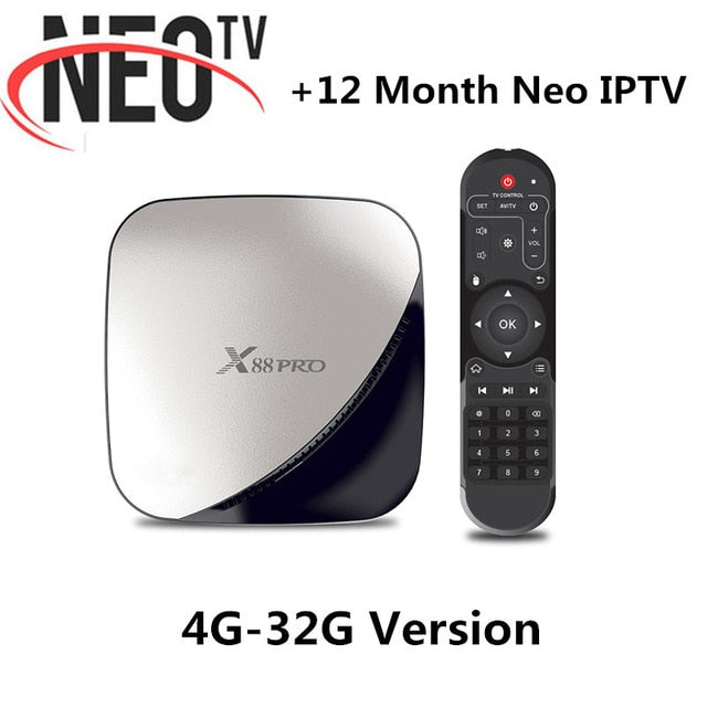 X88 pro Android 9.0 TV Box 4G 64G+1 Year NEO pro French IPTV Subscription 4K HDR Set Top Box USB 3.0 Support 3D Movie Ott TV Box