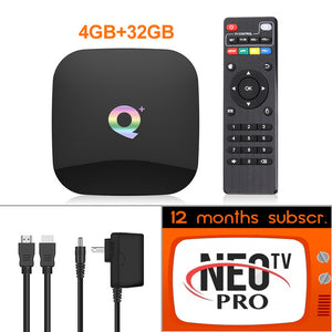 TV Box Android9.0 Q Plus+1 Year NEO Pro IPTV Subscription France Spanish Italia Smart IPTV WiFi Set Top Box 6K Home Media Player