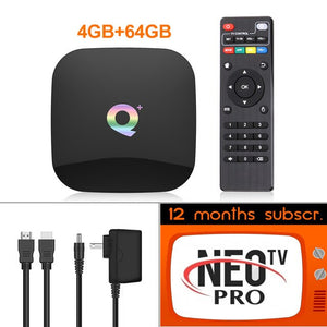 TV Box Android9.0 Q Plus+1 Year NEO Pro IPTV Subscription France Spanish Italia Smart IPTV WiFi Set Top Box 6K Home Media Player